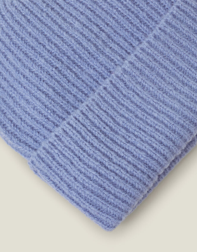 Soho Rib Knit Beanie Hat, Blue (BLUE), large