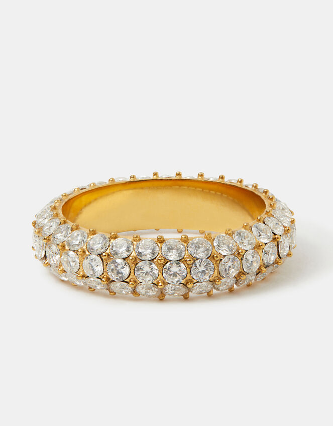 Stainless Steel Pav&eacute; Ring, Gold (GOLD), large