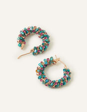 Mini Bead and Gem Hoop Earrings, , large