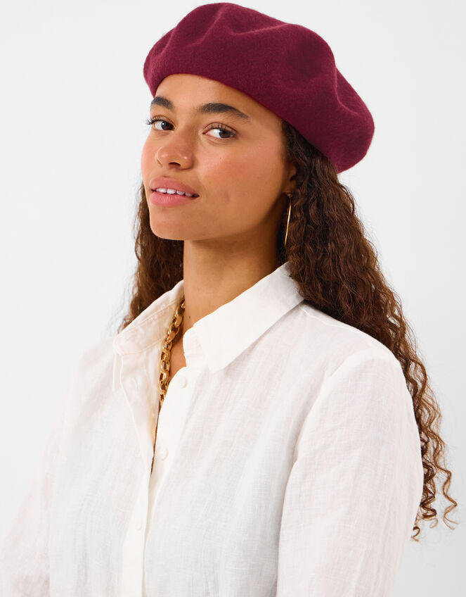 Wool Beret, Red (BURGUNDY), large