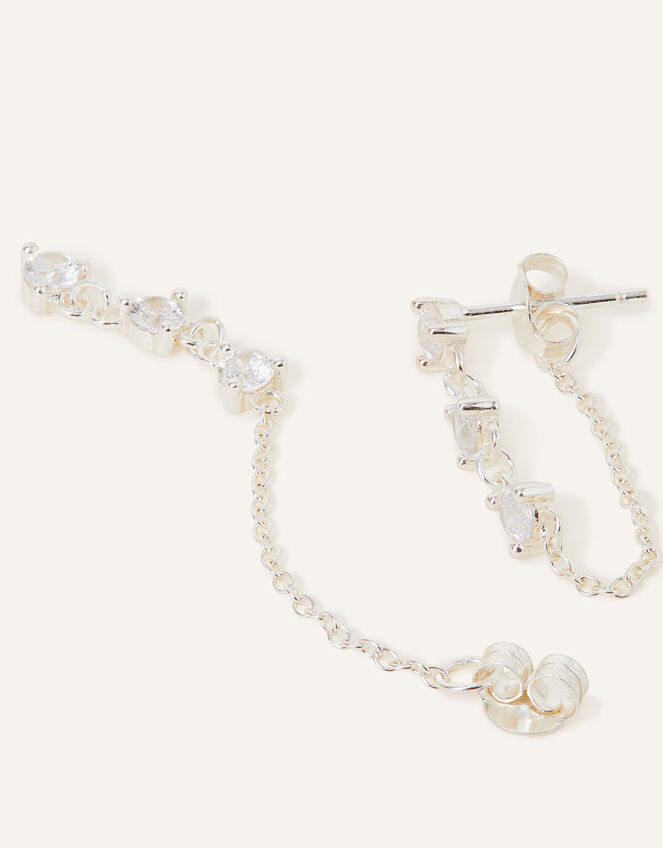 Sterling Silver Sparkle Chain Earrings , , large