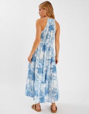 Palm Print Maxi Dress, White (WHITE), large