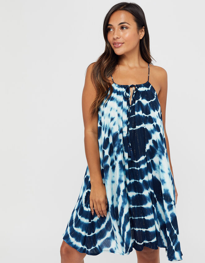 Tie-Dye Swing Dress, Blue (NAVY), large