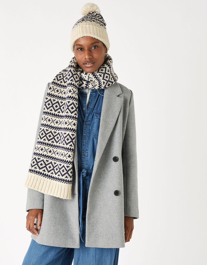 Fair Isle Chunky Knit Scarf, , large