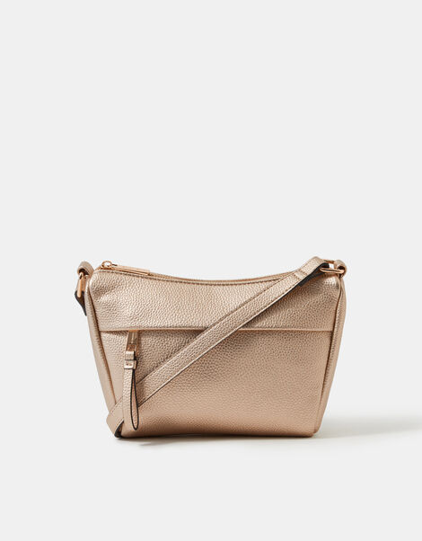 Zip Front Crossbody Bag, Gold (GOLD), large