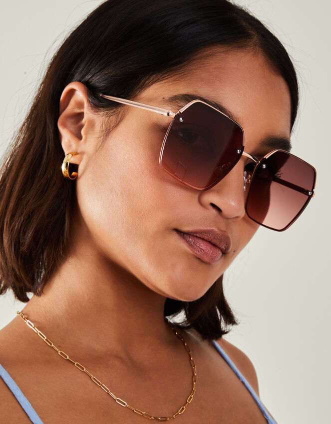 Hexagonal Ombre Sunglasses, , large