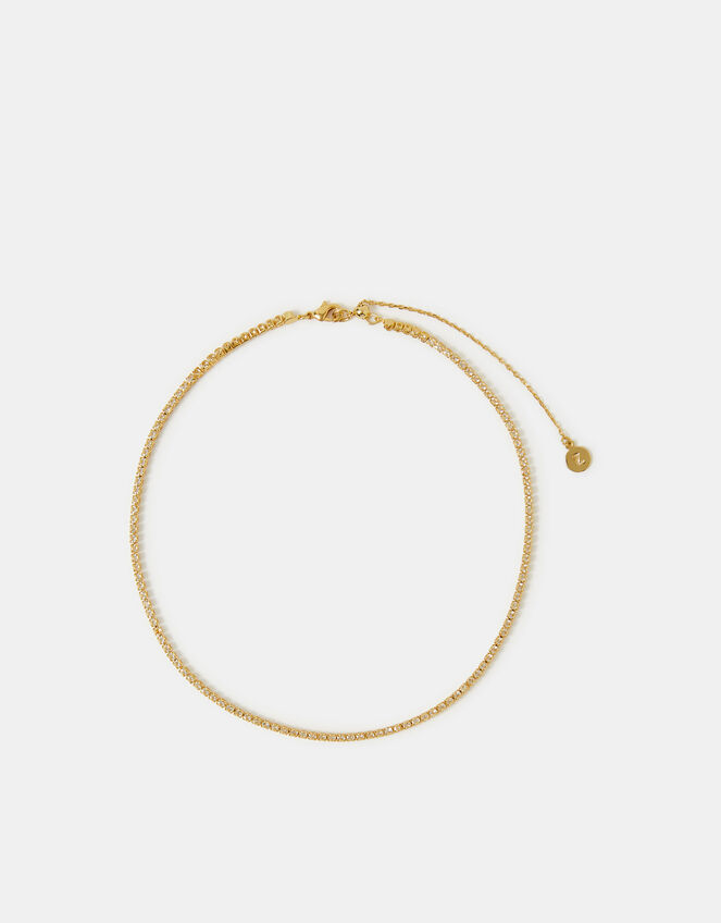 14ct Gold-Plated Tennis Choker Necklace, , large