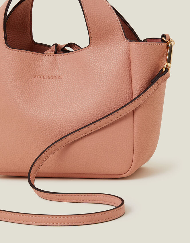 Top Handle Faux Leather Cross-Body Bag, Pink (BLUSH), large