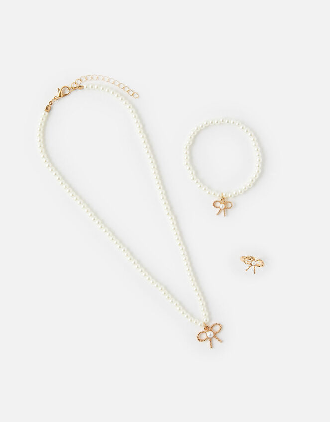 Bow and Pearl Jewellery Set , , large