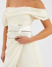 Bridal Satin Pleat Clutch Bag, , large