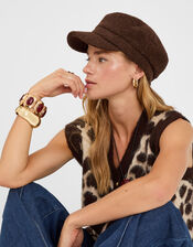 Boucle Baker Boy Hat, Brown (CHOCOLATE), large