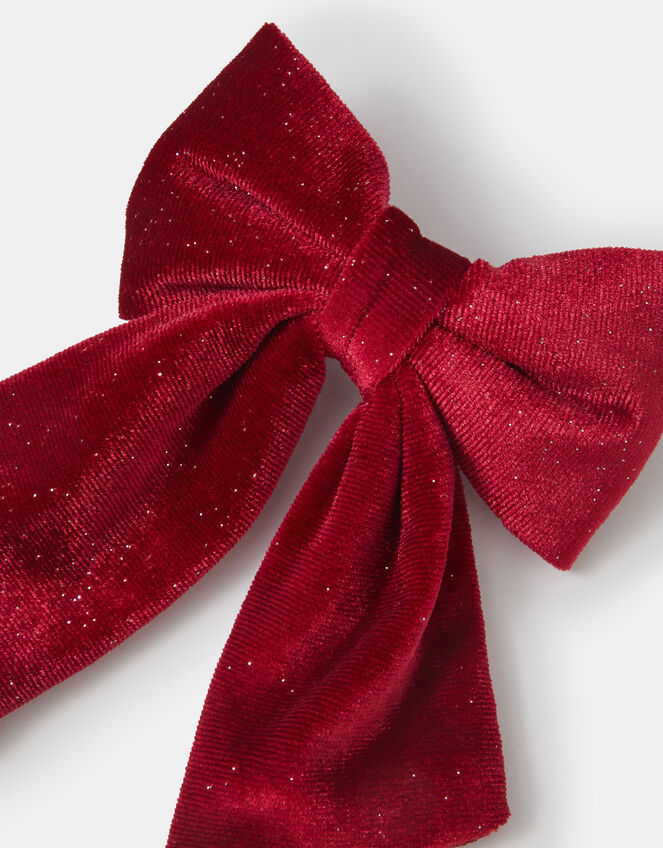 Velvet Bow Barrette Hair Clip, , large