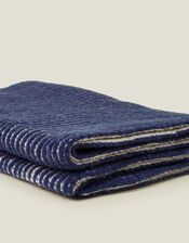 Contrast Rib Knit Scarf, Blue (NAVY), large