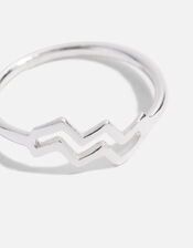 Sterling Silver Zodiac Aquarius Ring, Silver (ST SILVER), large