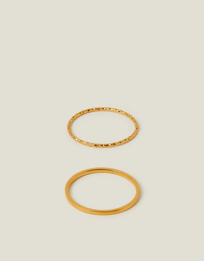 2-Pack 14ct Gold-Plated Stainless Steel Rings, Gold (GOLD), large