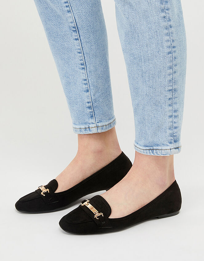 Metal Bar Flat Shoe, Black (BLACK), large
