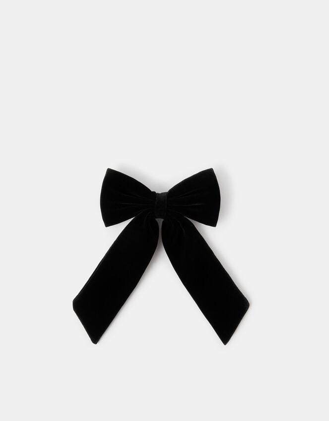 Velvet Bow Barrette Hair Clip, , large