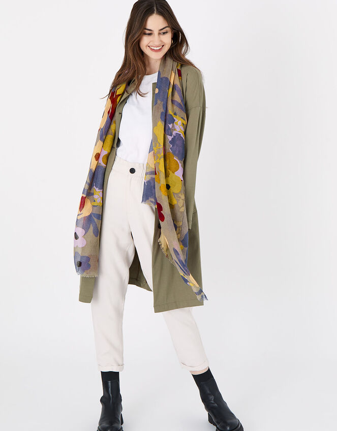 Flower Meadow Print Scarf, , large