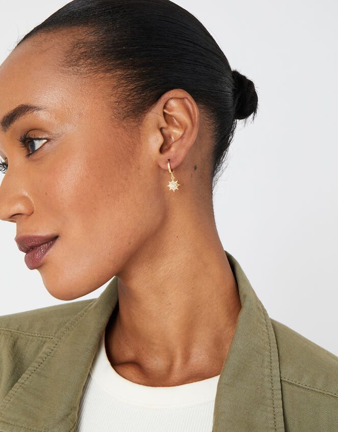 Gold-Plated Opal Hoop Earrings, , large