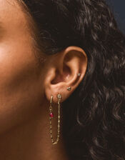 5-Pack 14ct Gold-Plated Carnelian Stud & Chain Hoop Earrings, , large