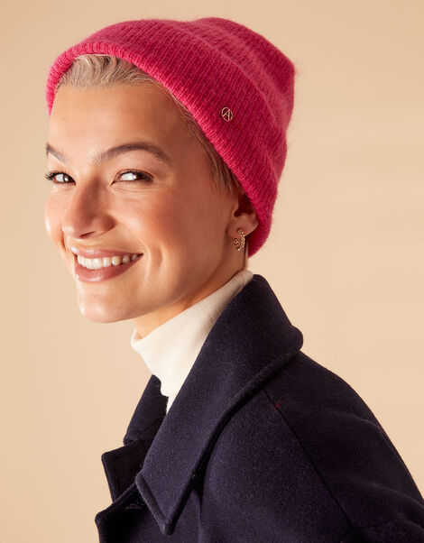 Milan Fluffy Beanie Hat Pink, Pink (PINK), large