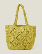 Woven Raffia Shopper Bag, , large