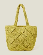 Woven Raffia Shopper Bag, , large