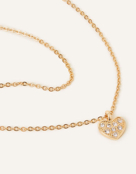 Pave Heart Short Pendant Necklace, , large