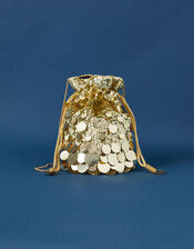 Disco Sequin Drawstring Bag, Gold (GOLD), large