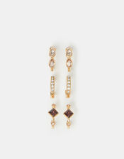 3-Pack Gem Hoop Earrings, , large