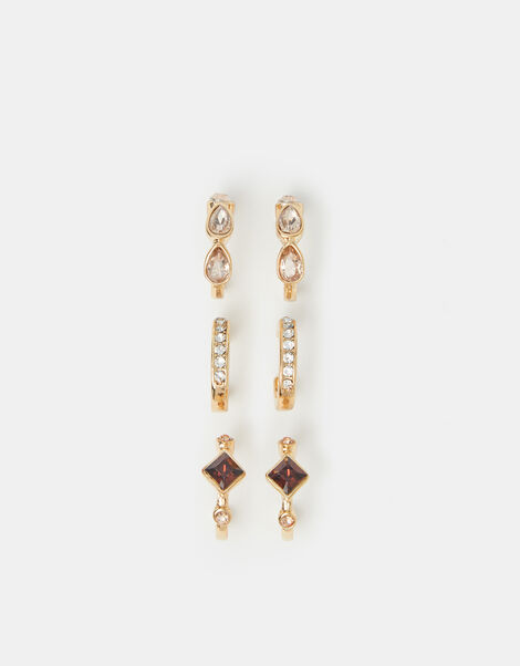 3-Pack Gem Hoop Earrings, , large