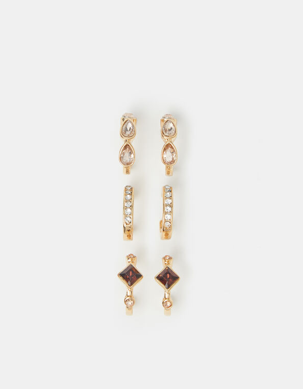 3-Pack Gem Hoop Earrings, , large