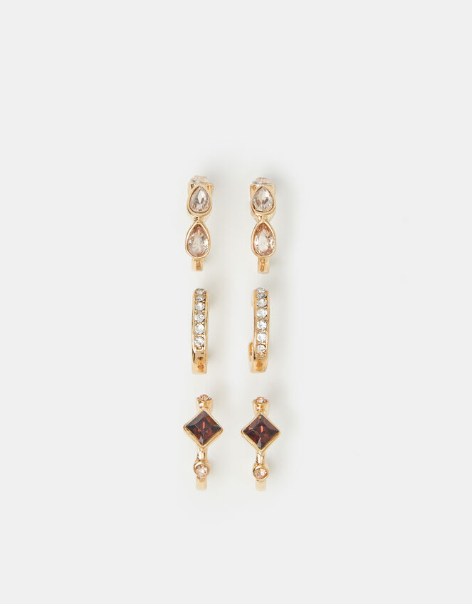 3-Pack Gem Hoop Earrings, , large