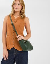 Zip Front Crossbody Bag, Green (GREEN), large