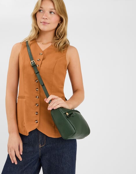 Zip Front Crossbody Bag, Green (GREEN), large