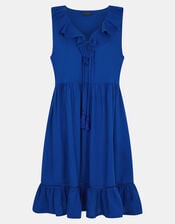 Strapless Ruffle Mini Dress, Blue (COBALT), large