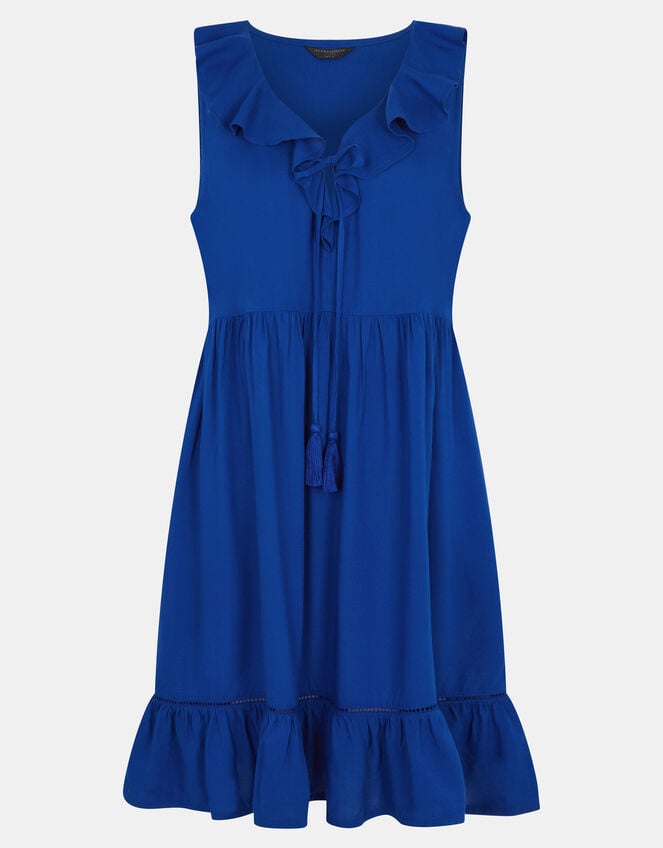 Strapless Ruffle Mini Dress, Blue (COBALT), large