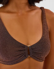 Shimmer Bikini Top, Brown (CHOCOLATE), large