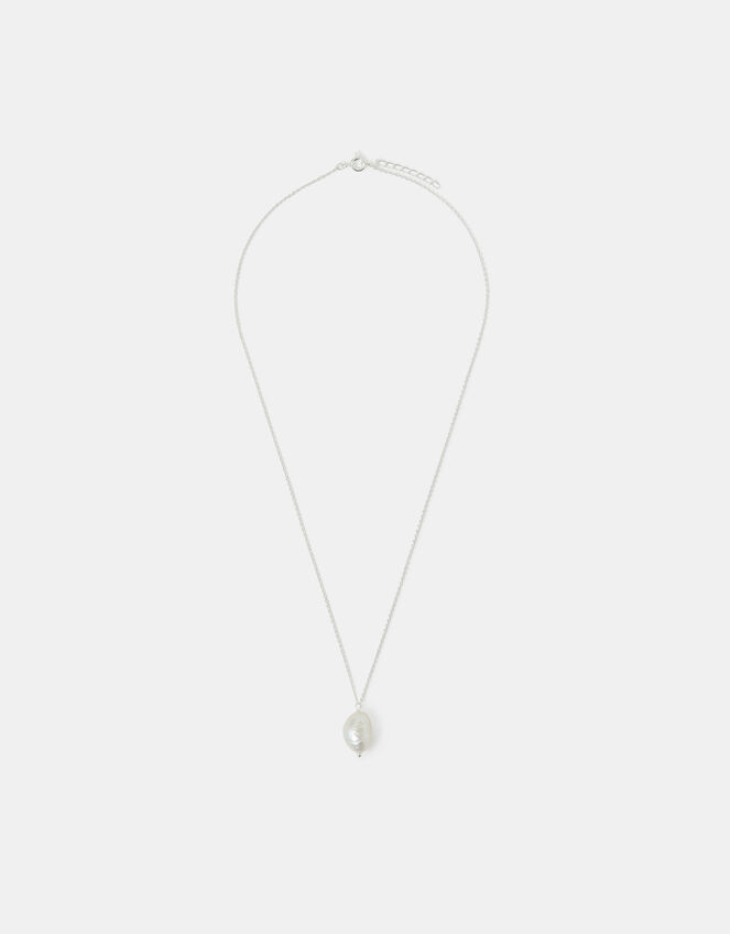 Sterling Silver Pearl Pendant Necklace, , large