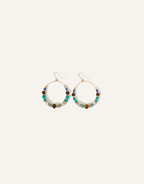 Large Beaded Hoop Earrings , , large