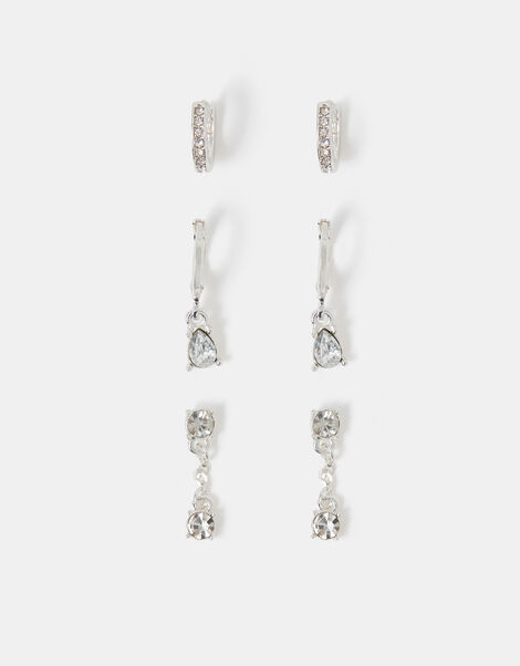 3-Pack Stone Drop Hoop Earrings, , large