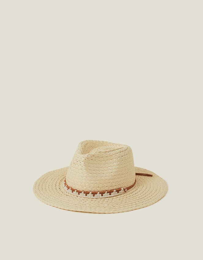 Western Straw Fedora Hat, , large