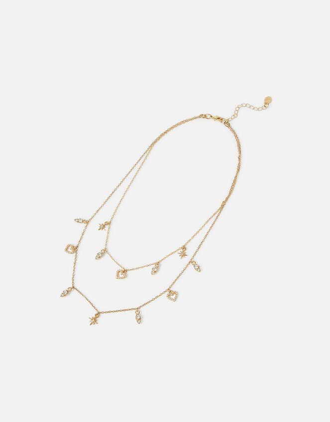 Accessorize Multirow Necklace Gold Heart Pearl Drop Multirow Necklace  Necklaces Accessorize Global