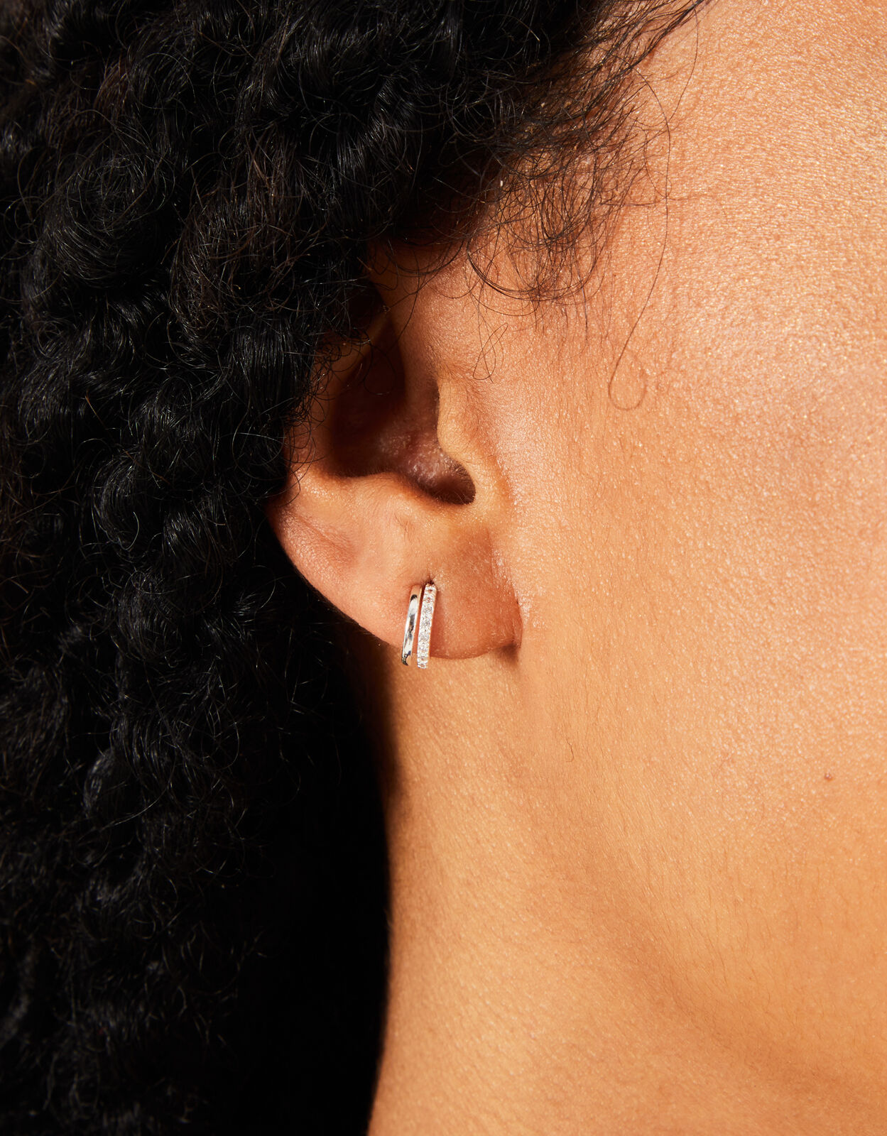 Silver double hoop earrings new arrivals