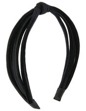Slim Velvet Knot Headband, Black (BLACK), large