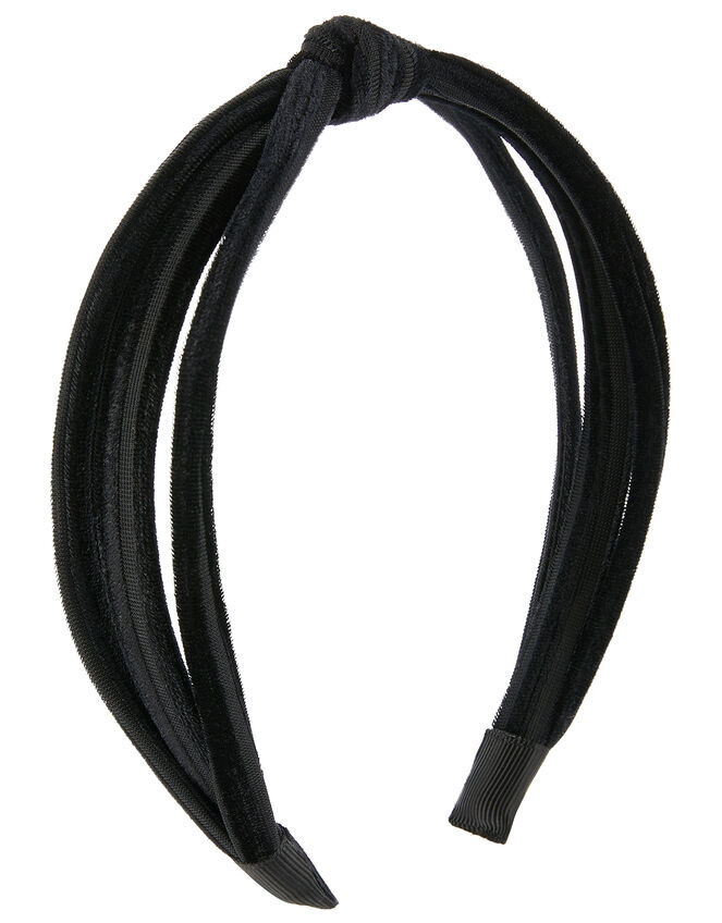 Slim Velvet Knot Headband, Black (BLACK), large