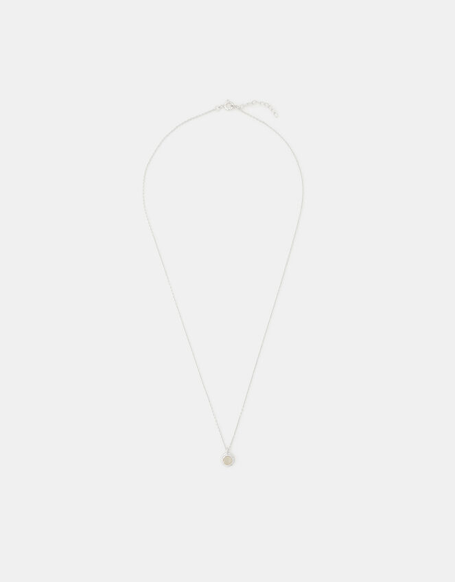 Sterling Silver Healing Stone Pendant Necklace, Clear (CLEAR), large