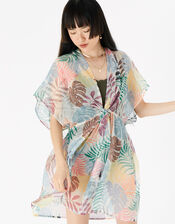 Palm Print Chiffon Kaftan , Multi (BRIGHTS-MULTI), large