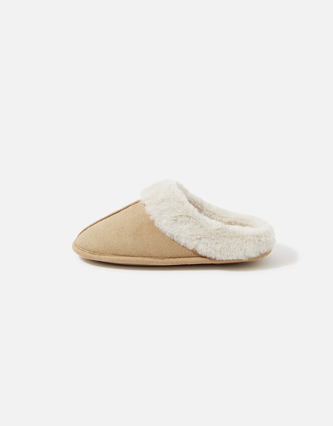 Suedette Mule Slippers, Tan (TAN), large
