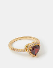Cubic Zirconia Heart Ring, Red (RED), large